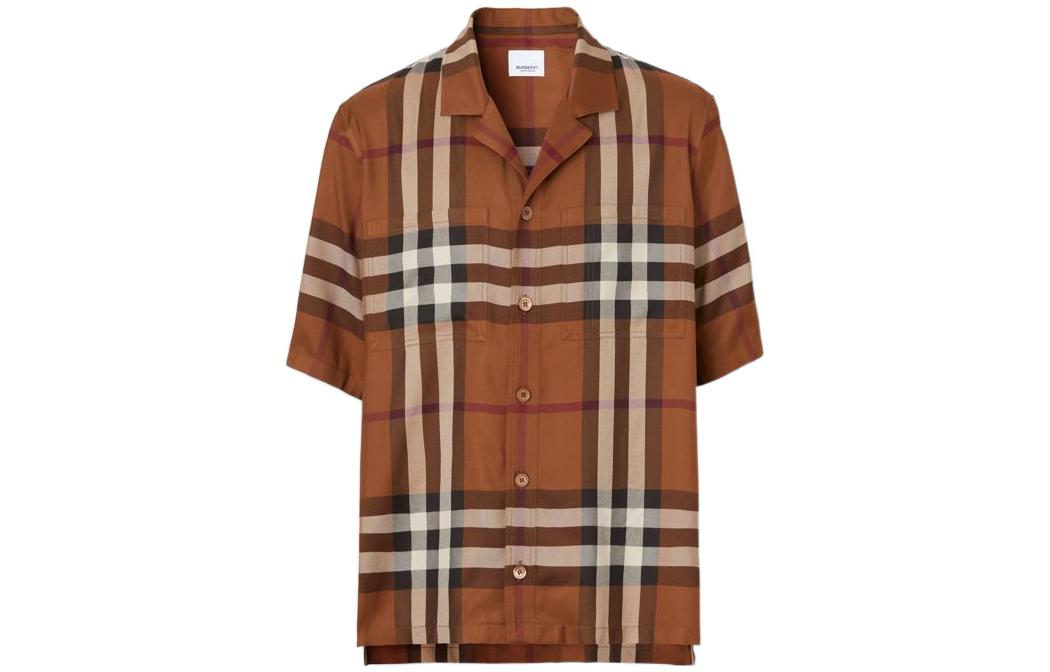 Burberry SS22  Check Single-Breasted Short Sleeve Shirt in Dark Birch Brown. 80522071 圖 2