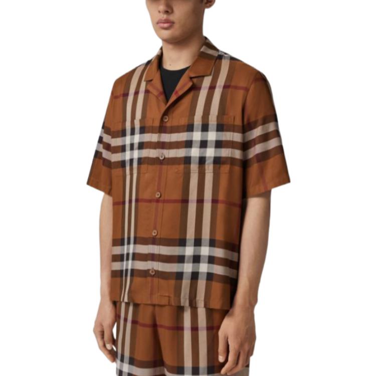 Burberry SS22  Check Single-Breasted Short Sleeve Shirt in Dark Birch Brown. 80522071 圖 5