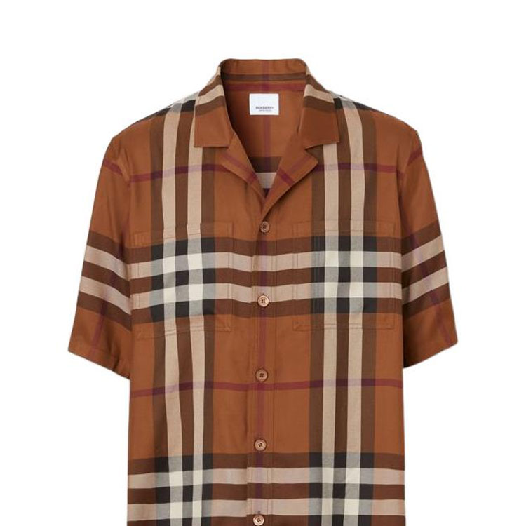 Burberry SS22  Check Single-Breasted Short Sleeve Shirt in Dark Birch Brown. 80522071 圖 6