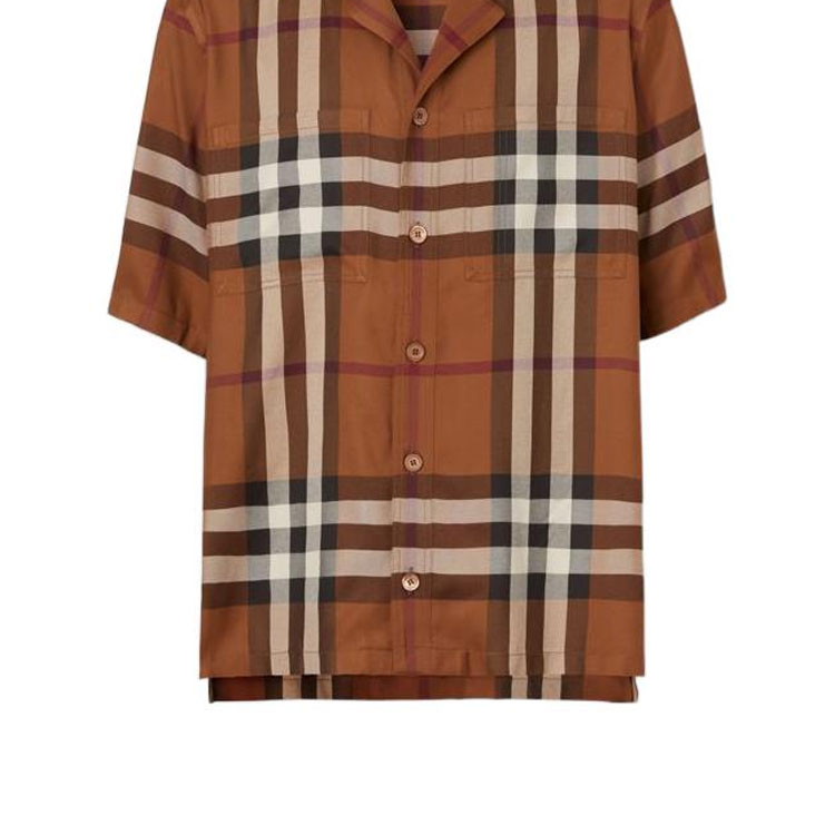 Burberry SS22  Check Single-Breasted Short Sleeve Shirt in Dark Birch Brown. 80522071 圖 7
