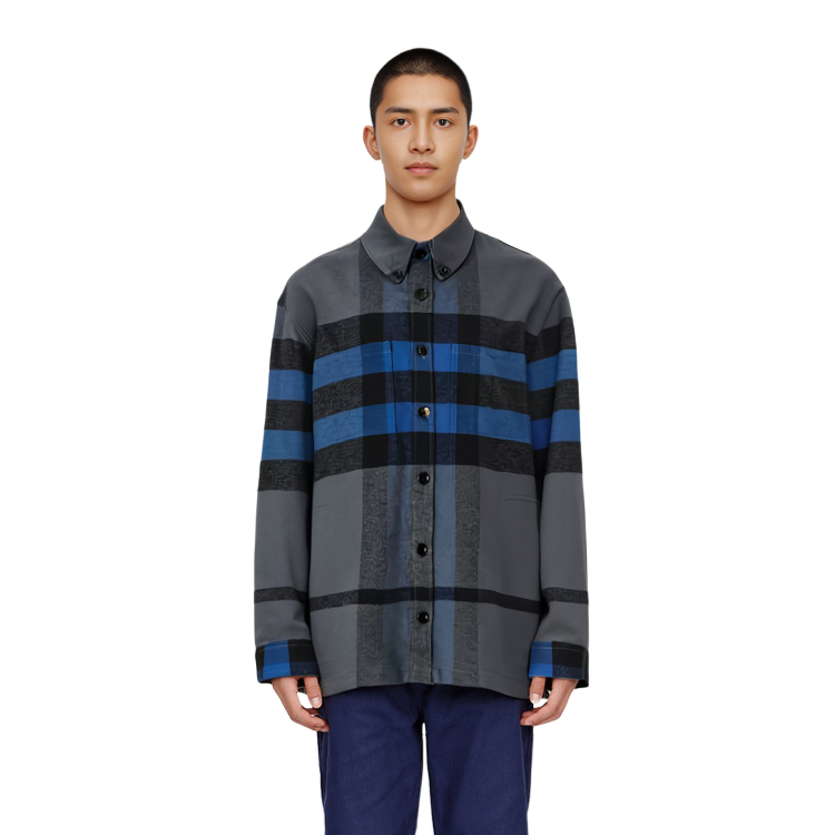 Burberry SS22  Checkered Cotton Long Sleeve Shirt Black Grey 80481201 圖 3