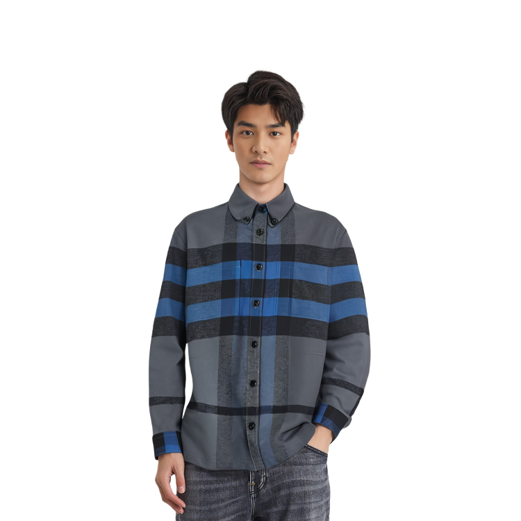Burberry SS22  Checkered Cotton Long Sleeve Shirt Black Grey 80481201 圖 4