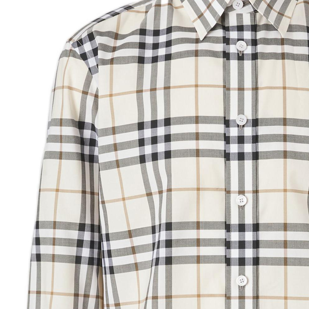 Lookbook 버버리 SS22 체크무늬 화이트 긴팔 버튼업 셔츠 80502751