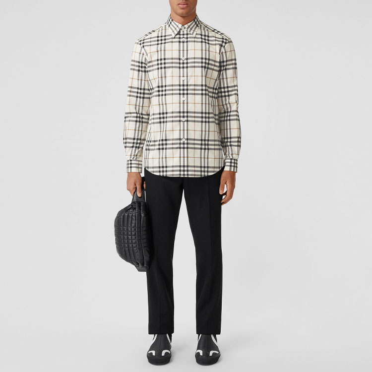 Details for 버버리 SS22 체크무늬 화이트 긴팔 버튼업 셔츠 80502751