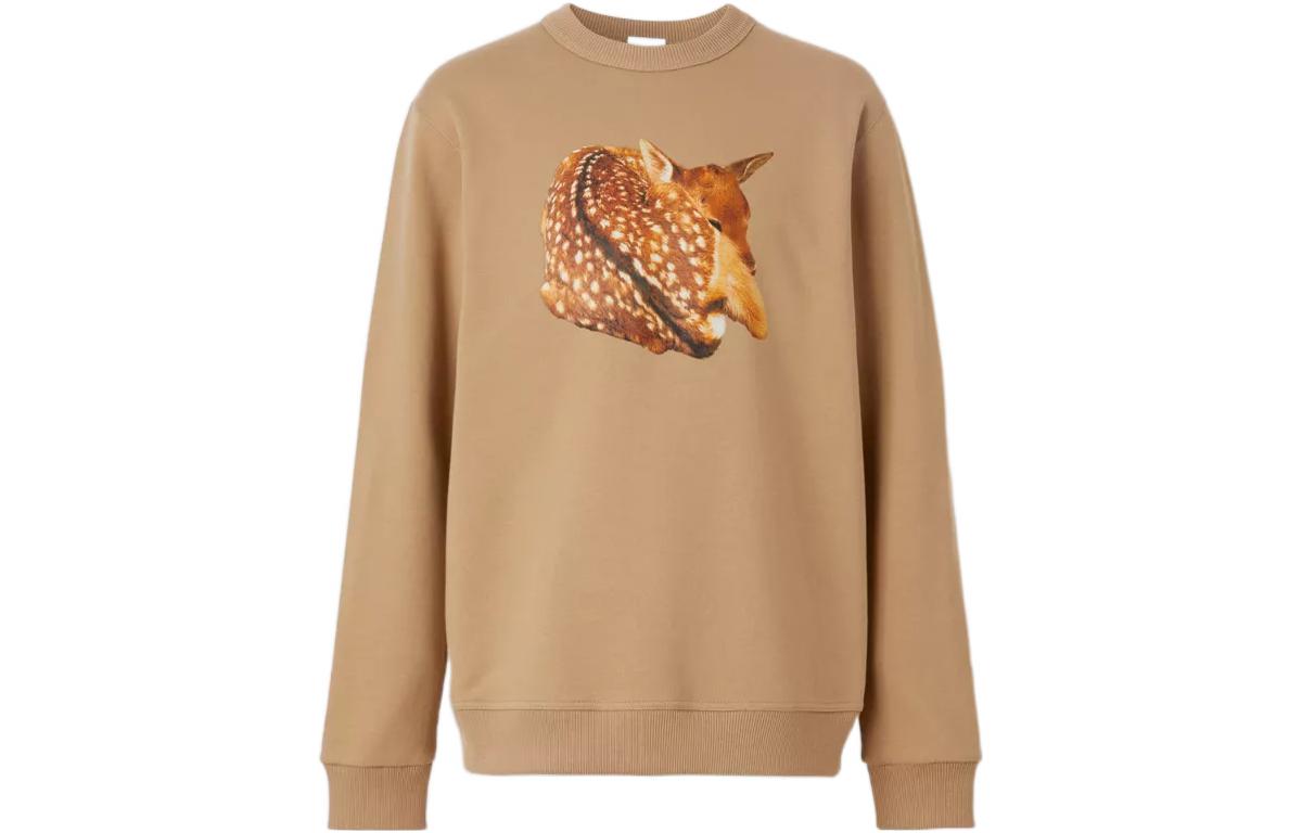 Burberry SS22  Fawn Print Crewneck Sweatshirt Camel 80575341