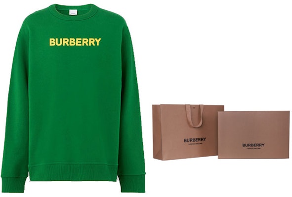 Burberry SS22 綠色標誌印花棉質長袖運動衫 80553111 1