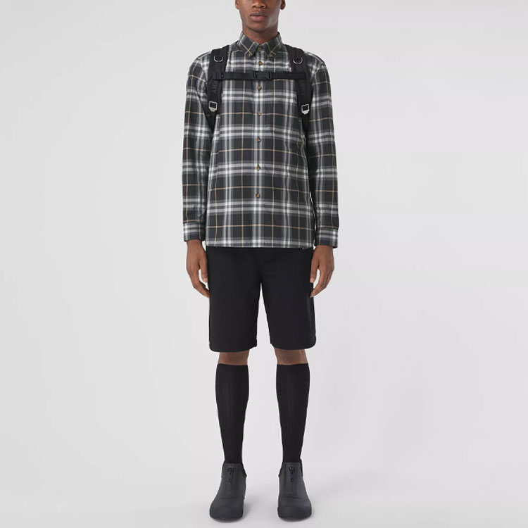 Burberry SS22  Grey Checkered Cotton Long Sleeve Shirt with Buttoned Collar 80481471 圖 4
