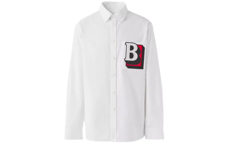 Burberry SS22  Letter Pattern Loose Long Sleeve Shirt White 80501341