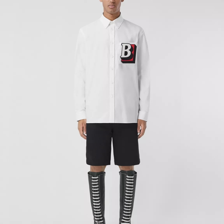 Purchase 버버리 SS22 레터 패턴 루즈핏 긴팔 셔츠 화이트 80501341