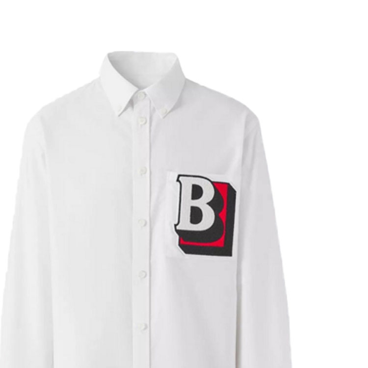 Sizing 버버리 SS22 레터 패턴 루즈핏 긴팔 셔츠 화이트 80501341