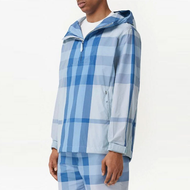 Burberry SS22  Light Blue Check Loose Fit Zip-Up Hoodie Jacket. 80510451 圖 3