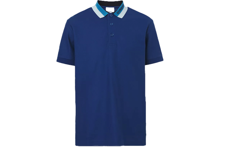 Burberry SS22  Logo Cotton Button Short Sleeve Polo Shirt Blue 80512371