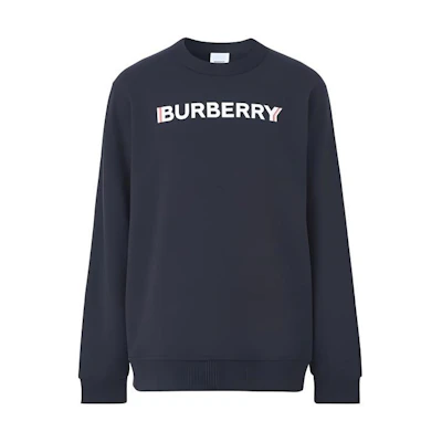 Burberry SS22 Logo Print Pullover Sweatshirt Navy Blue. 80529911