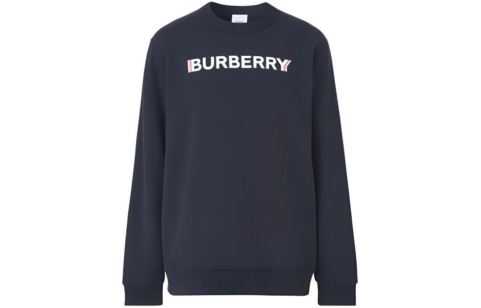 Order Burberry SS22  Logo Print Pullover Sweatshirt Navy Blue. 80529911