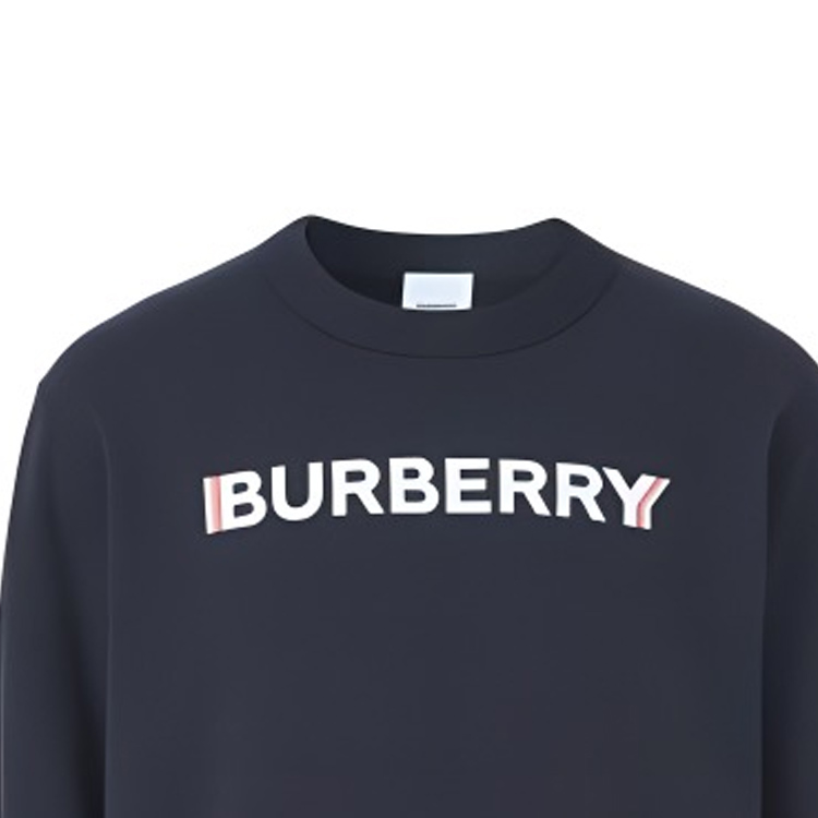 Sizing Burberry SS22  Logo Print Pullover Sweatshirt Navy Blue. 80529911