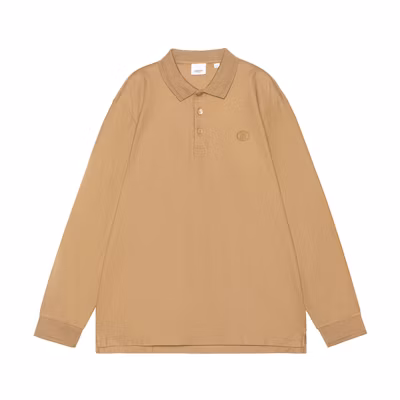 Burberry SS22 Long Sleeve Polo Shirt with Logo Embroidery - Camel Beige 80437841