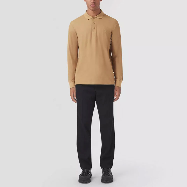 Burberry SS22  Long Sleeve Polo Shirt with Logo Embroidery - Camel Beige 80437841 圖 4
