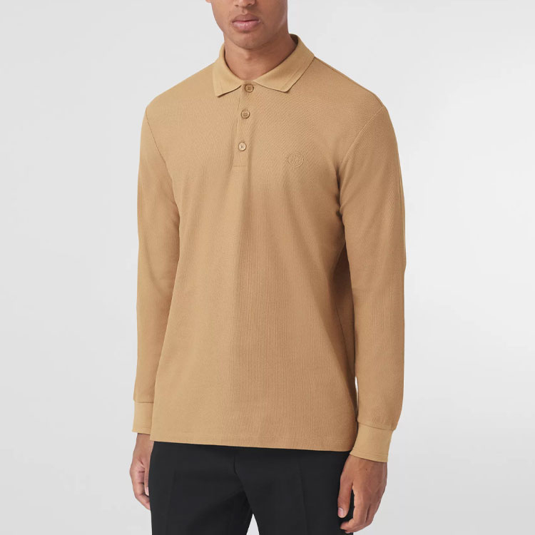 Burberry SS22  Long Sleeve Polo Shirt with Logo Embroidery - Camel Beige 80437841 圖 5
