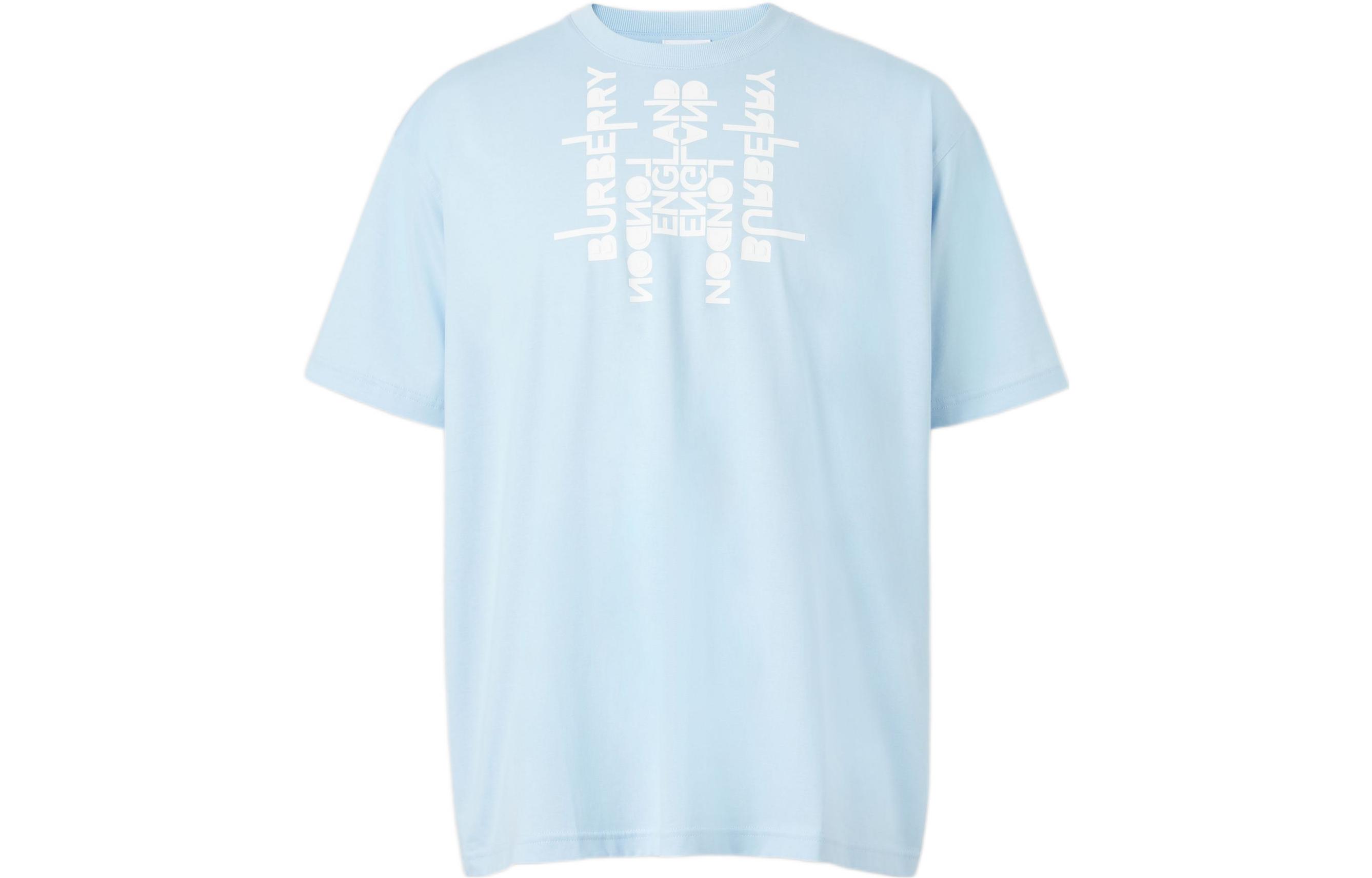 Burberry SS22  Loose Fit Logo Print T-Shirt Light Blue. 80513991