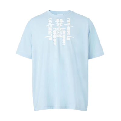 Burberry SS22 Loose Fit Logo Print T-Shirt Light Blue. 80513991