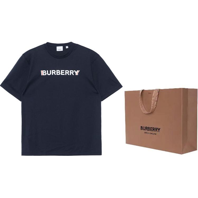 Shop 博柏利 SS22 海军蓝标志印花短袖T恤. 80530111