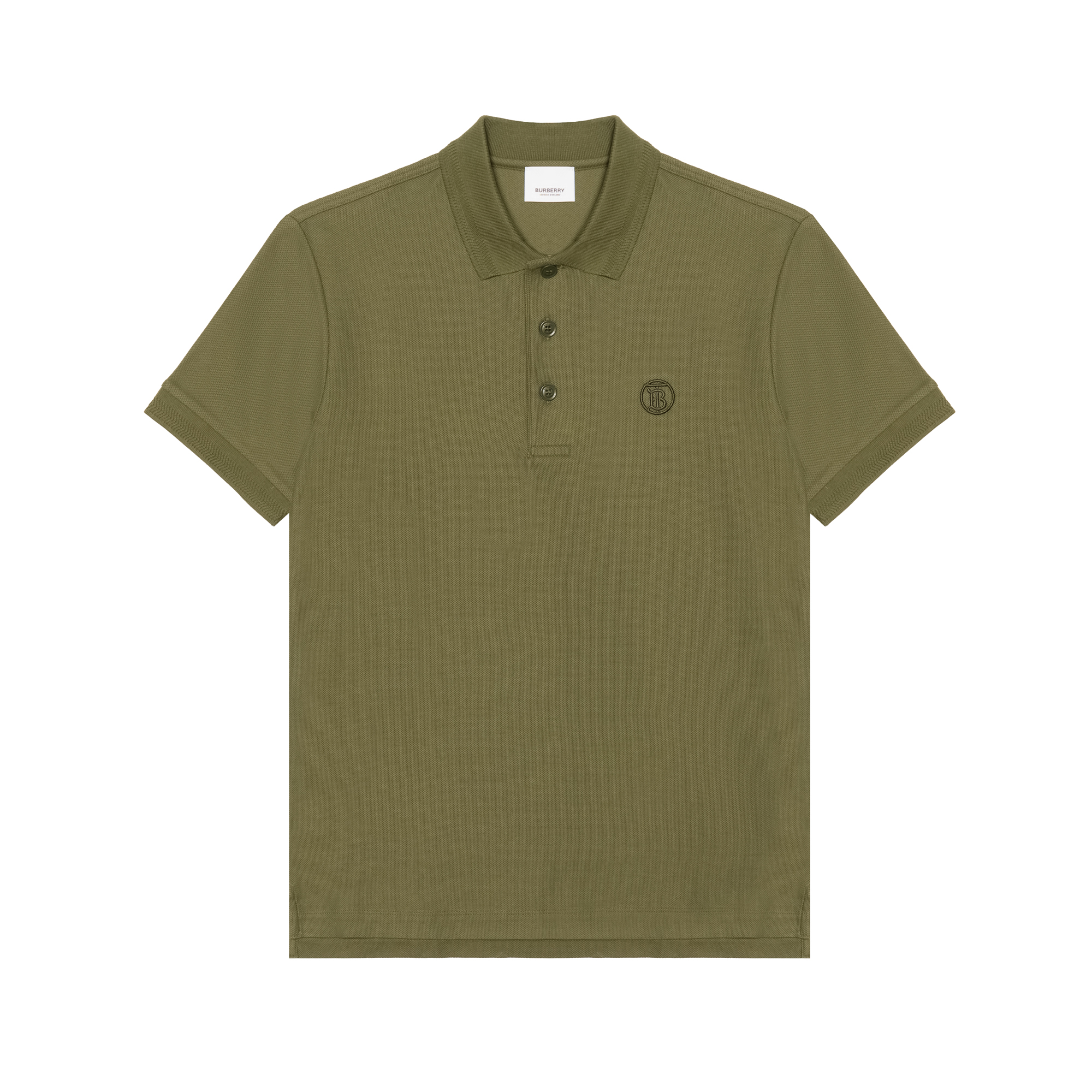 Burberry SS22  Olive Green Polo Shirt with Embroidered Logo. 80552261