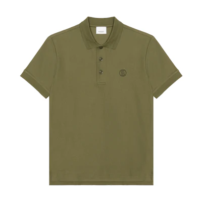 Burberry SS22 Olive Green Polo Shirt with Embroidered Logo. 80552261