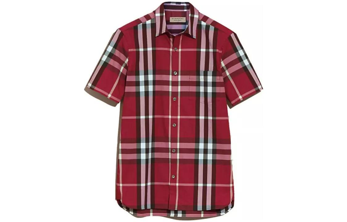 Burberry SS22  Red Checkered Loose-Fit Short-Sleeve Shirt. 40426251