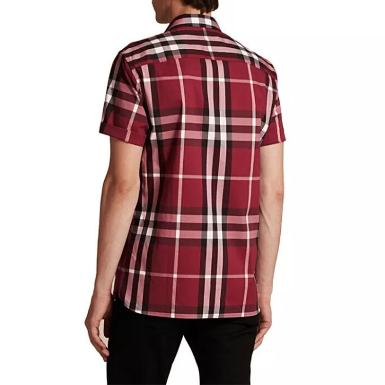 Shop 博柏利 SS22 红色格纹宽松短袖衬衫 40426251