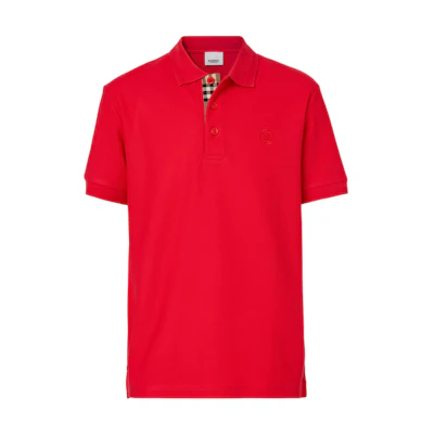 Burberry SS22 Red Classic Check Collar Polo Shirt. 80552251