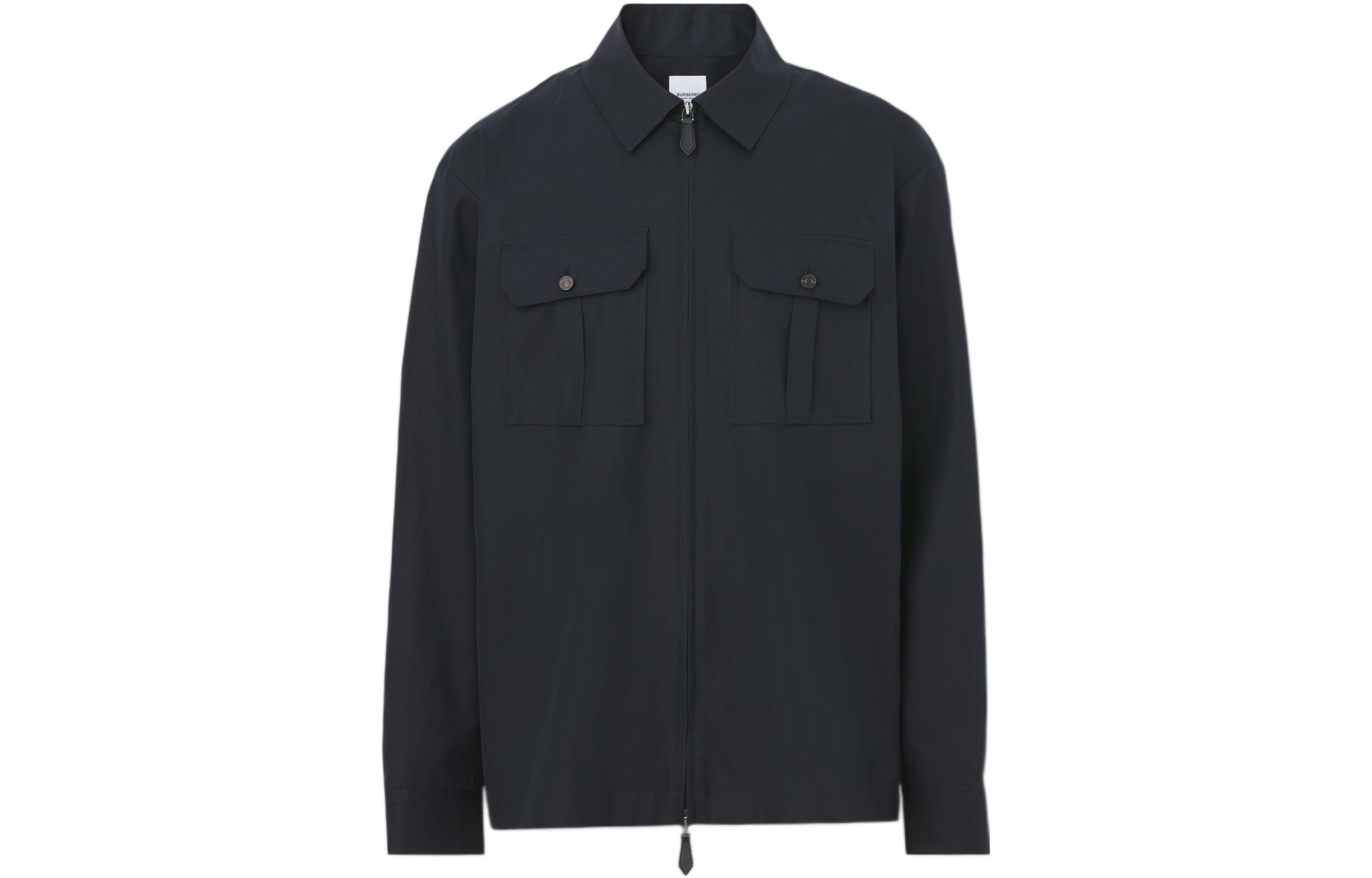 Burberry SS22  Solid Color Zip Pocket Shirt - Dark Blue 80503611