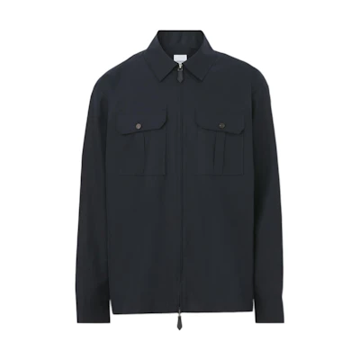Burberry SS22 Solid Color Zip Pocket Shirt - Dark Blue 80503611