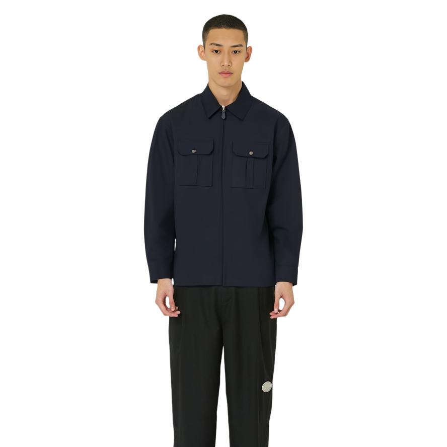 Burberry SS22  Solid Color Zip Pocket Shirt - Dark Blue 80503611 圖 4