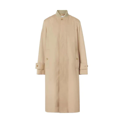 Burberry SS22 Solid Long Coat with Baseball Collar in Soft Yellow Brown. 80518791