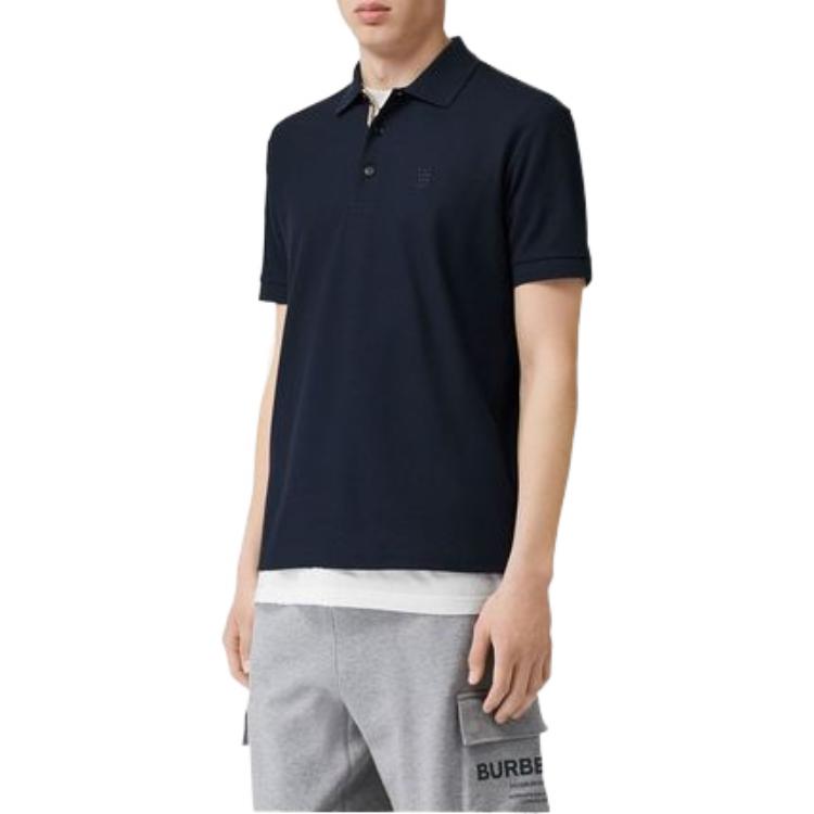 Details for 버버리 SS22 체크 칼라 디테일 솔리드 폴로 셔츠 콜 블루. 80552271