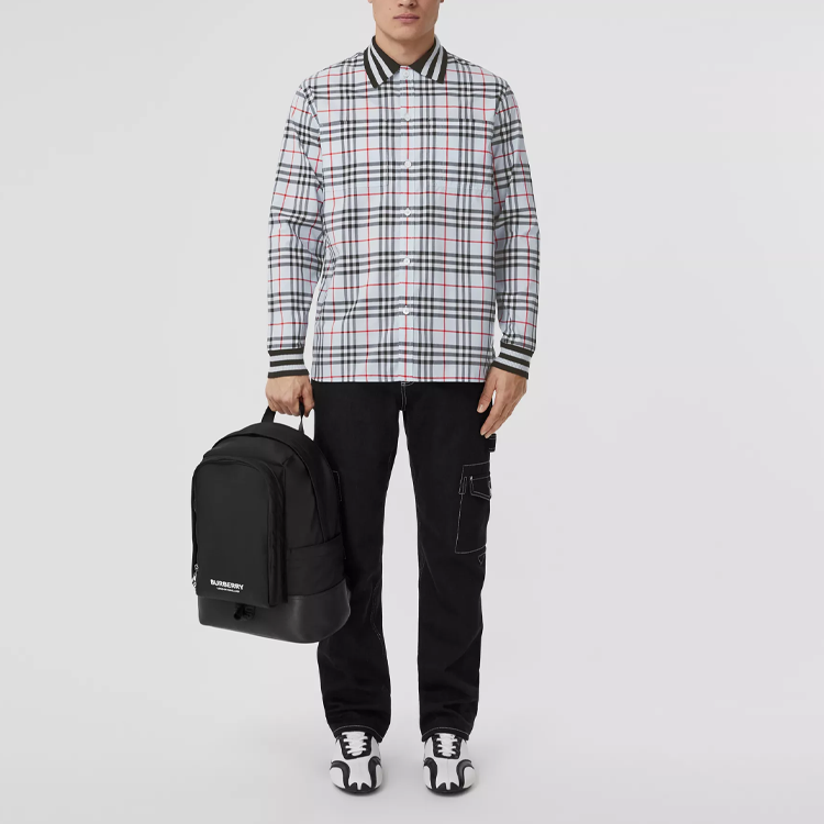 Burberry SS22  Striped Check Collared Long Sleeve Shirt Light Blue 80501321 圖 4