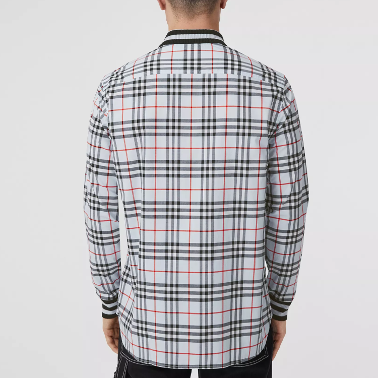 Burberry SS22  Striped Check Collared Long Sleeve Shirt Light Blue 80501321 圖 6