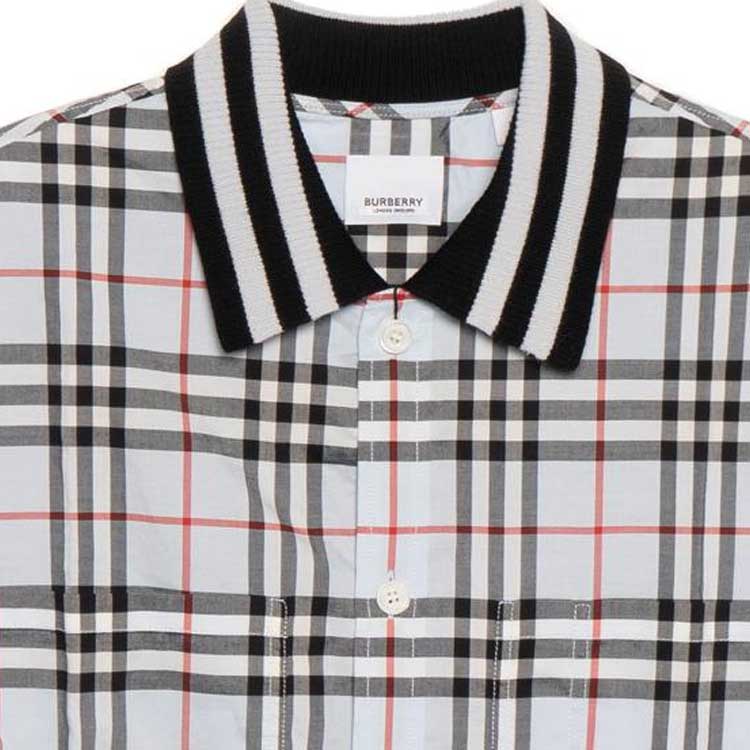 Burberry SS22  Striped Check Collared Long Sleeve Shirt Light Blue 80501321 圖 7