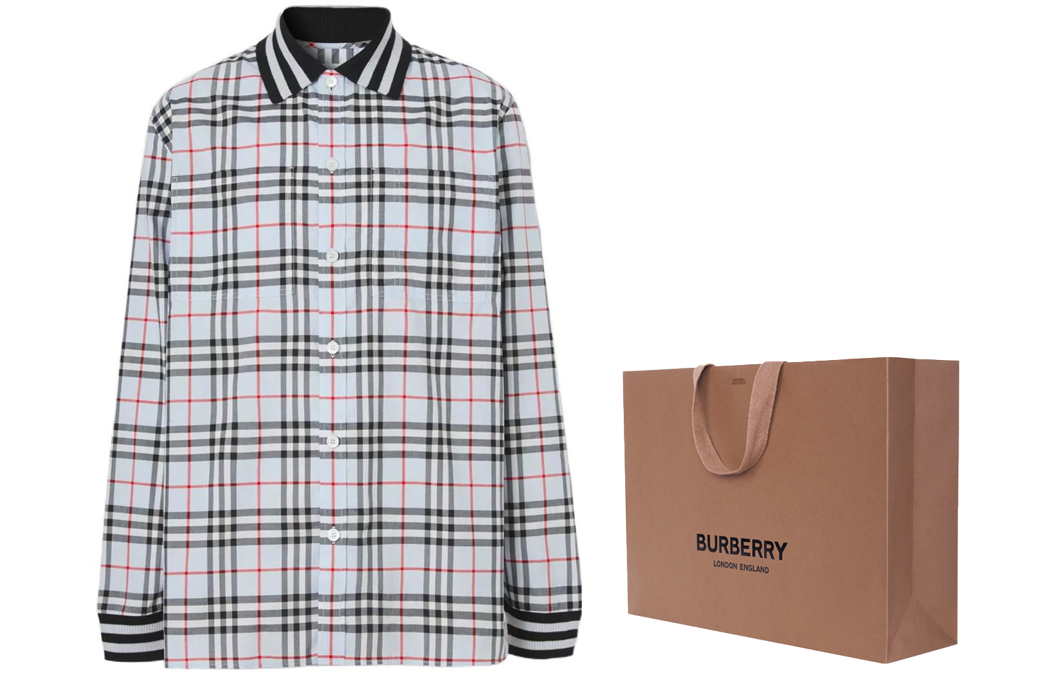 Burberry SS22  Striped Check Collared Long Sleeve Shirt Light Blue 80501321 圖 8