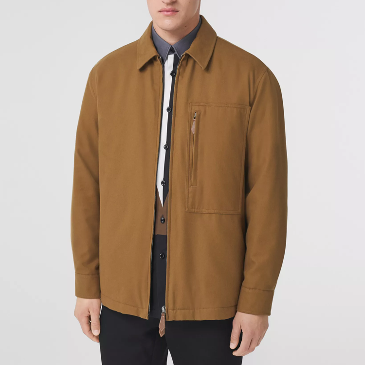 Burberry SS22  Tobacco Zip-Up Jacket with Solid Color Check Detail. 80442141 圖 5