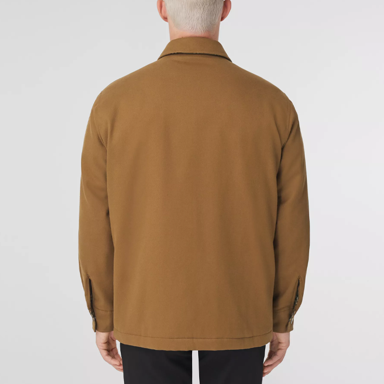 Burberry SS22  Tobacco Zip-Up Jacket with Solid Color Check Detail. 80442141 圖 6