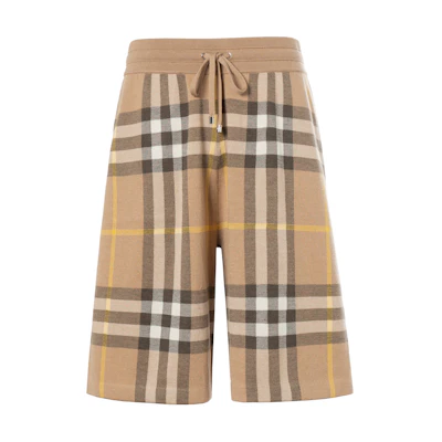 Burberry SS22 Truffle Check Mid-Rise Relaxed Fit Belted Shorts. 80549181