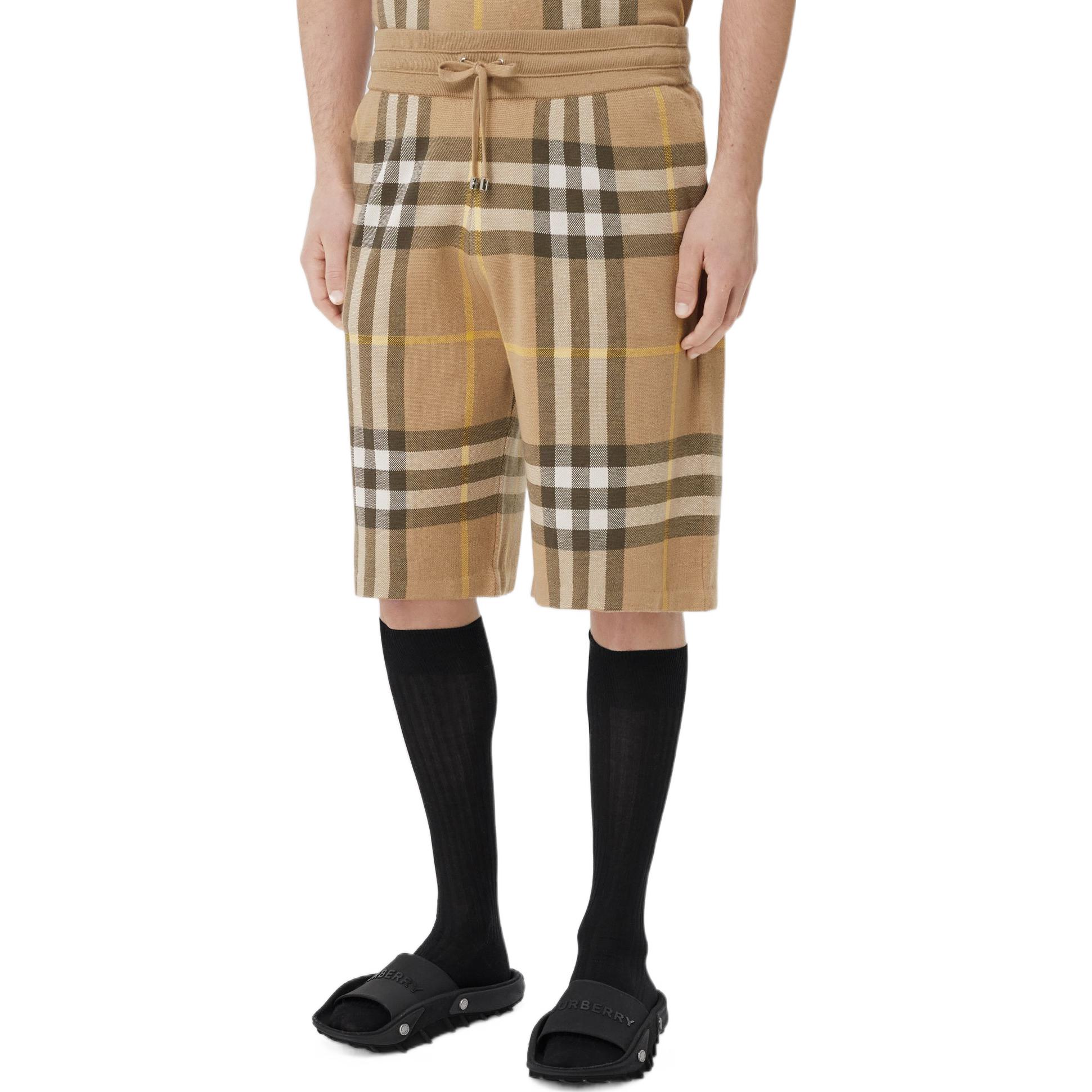 Details for Burberry SS22  Truffle Check Mid-Rise Relaxed Fit Belted Shorts. 80549181