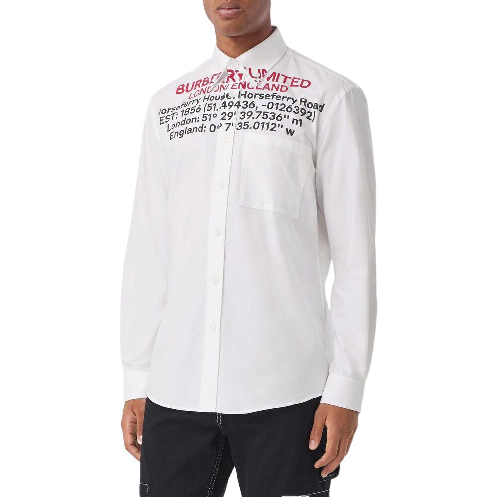 Burberry SS22  White Logo Print Loose-Fit Long-Sleeve Shirt. 80481831 圖 4