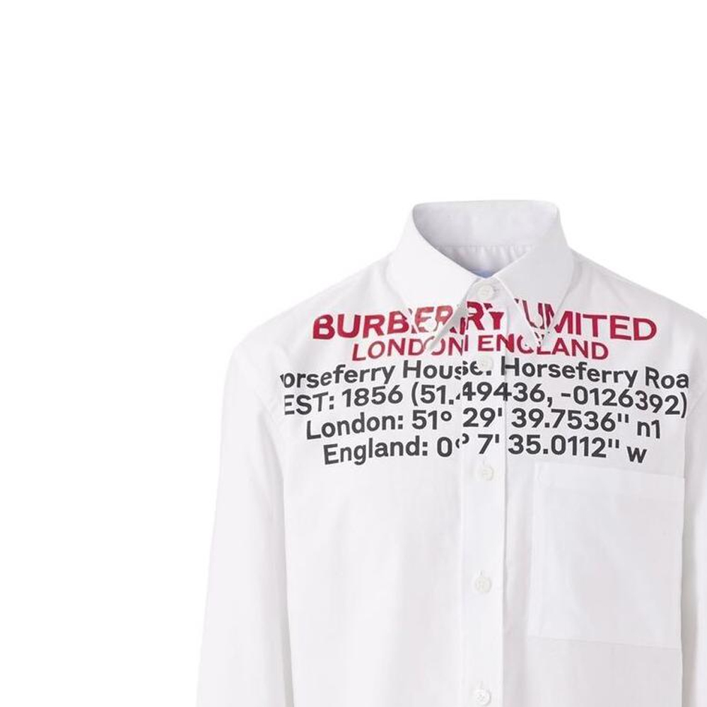 Burberry SS22  White Logo Print Loose-Fit Long-Sleeve Shirt. 80481831 圖 6