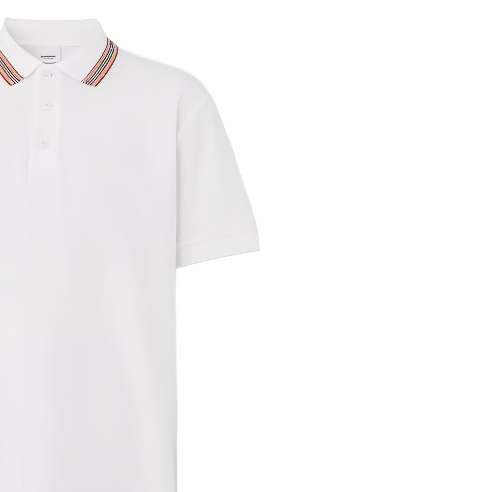 Sizing Burberry SS22 Polo Blanco con Cuello de Raya Icónica. 80562251