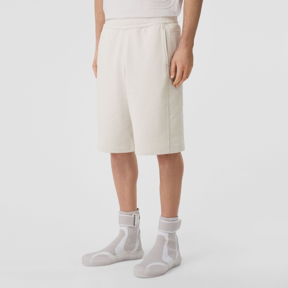 Burberry SS22  White Relaxed Fit Shorts with Logo Patch and Elastic Waist. 80508951 圖 5