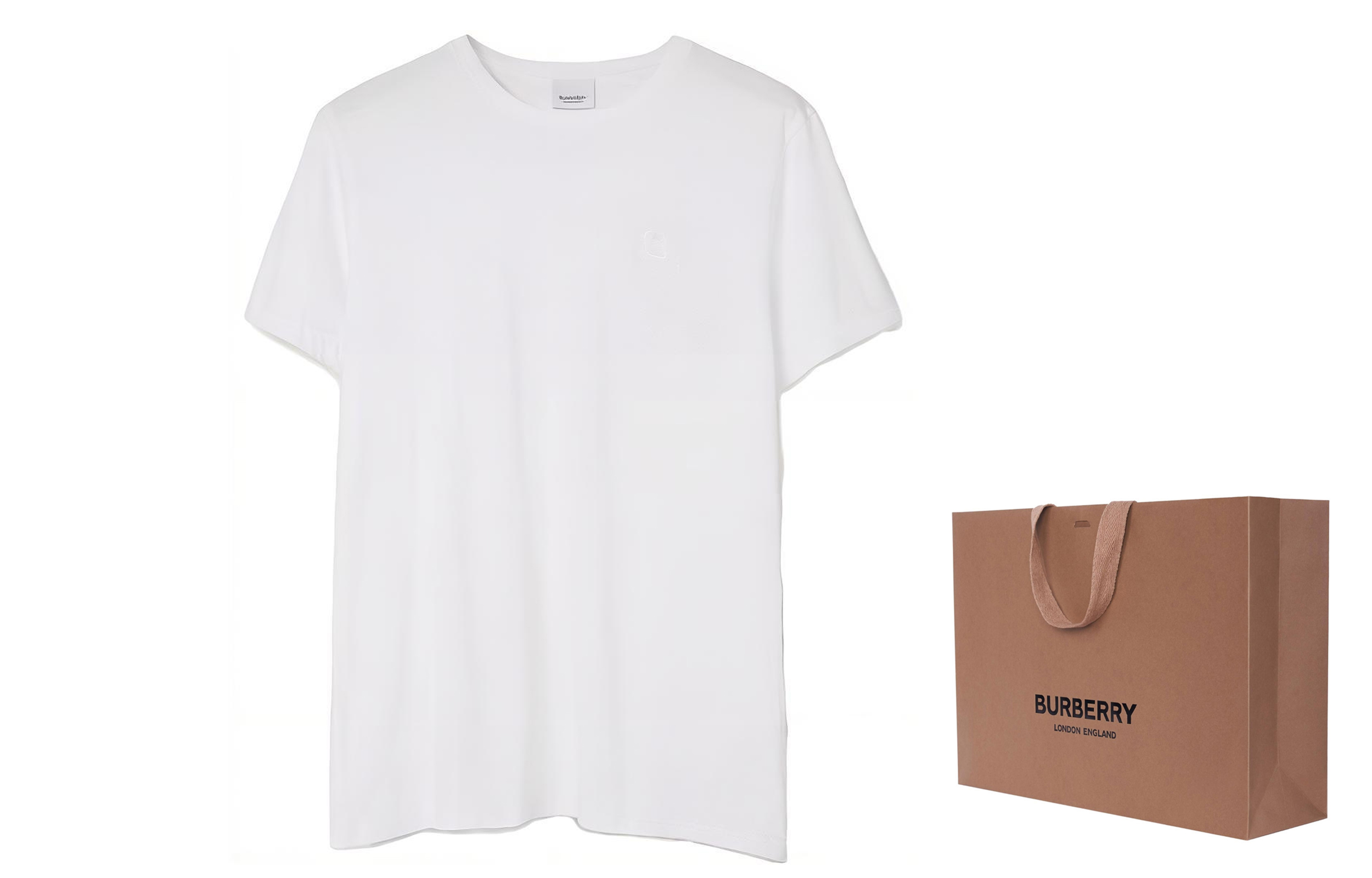 Lookbook バーバリー SS22 ホワイト 無地 クルーネック カジュアル Tシャツ 80695341