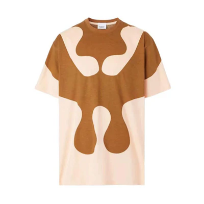 Burberry SS22 Abstract Print Colorblock Short-Sleeve T-Shirt Brown Tee 80521711