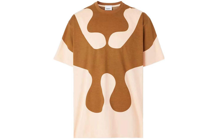 Burberry SS22 Abstract Print Colorblock Short-Sleeve T-Shirt Brown  Tee 80521711 圖 2